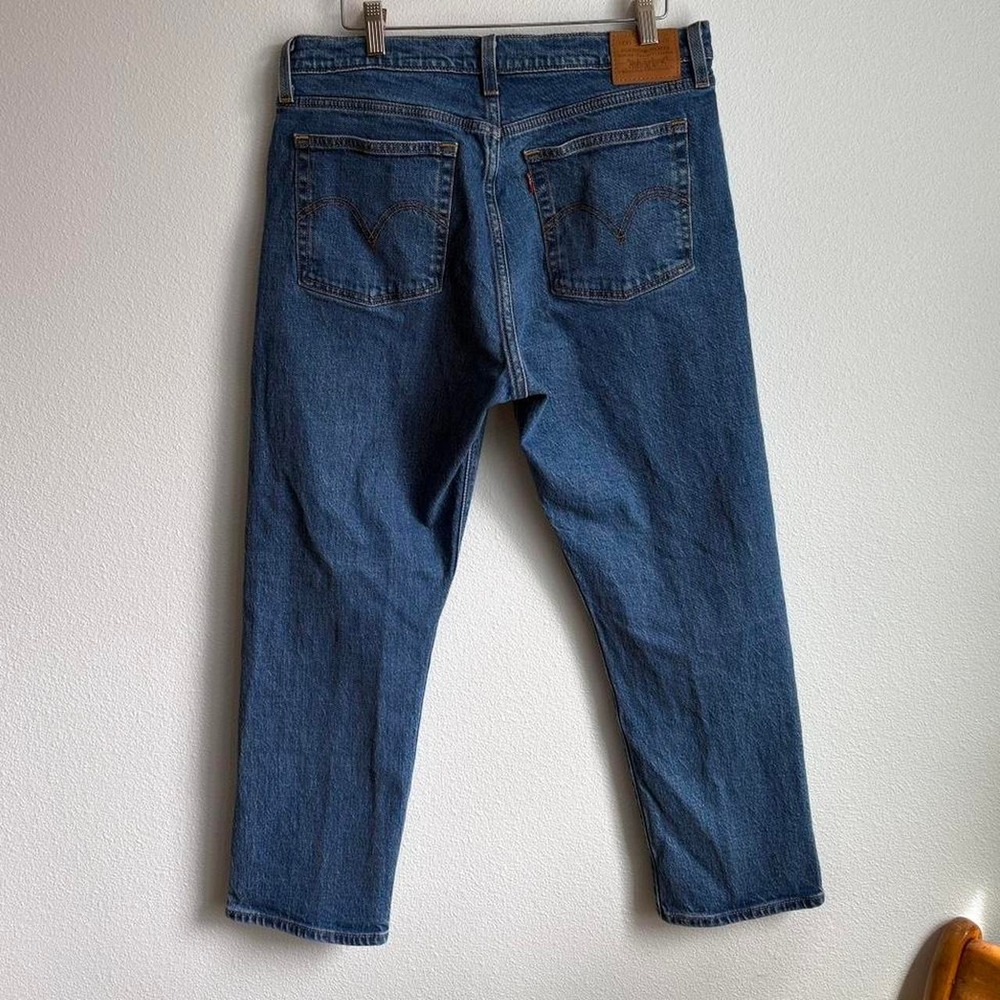 Levis Wedgie Straight Jeans Women 31 Medium Wash Blue High Rise Button Fly 34964